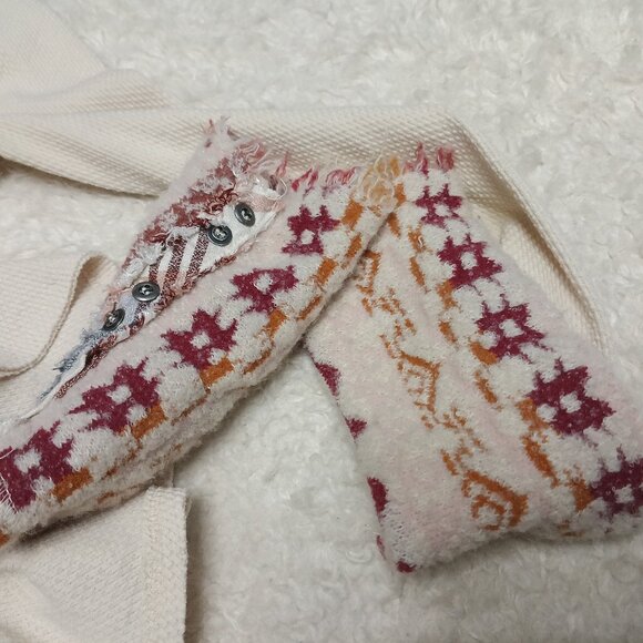 Free People We the Free Women Art School Cuff V-Neck Thermal Shirt Cream Size M - Picture 10 of 10